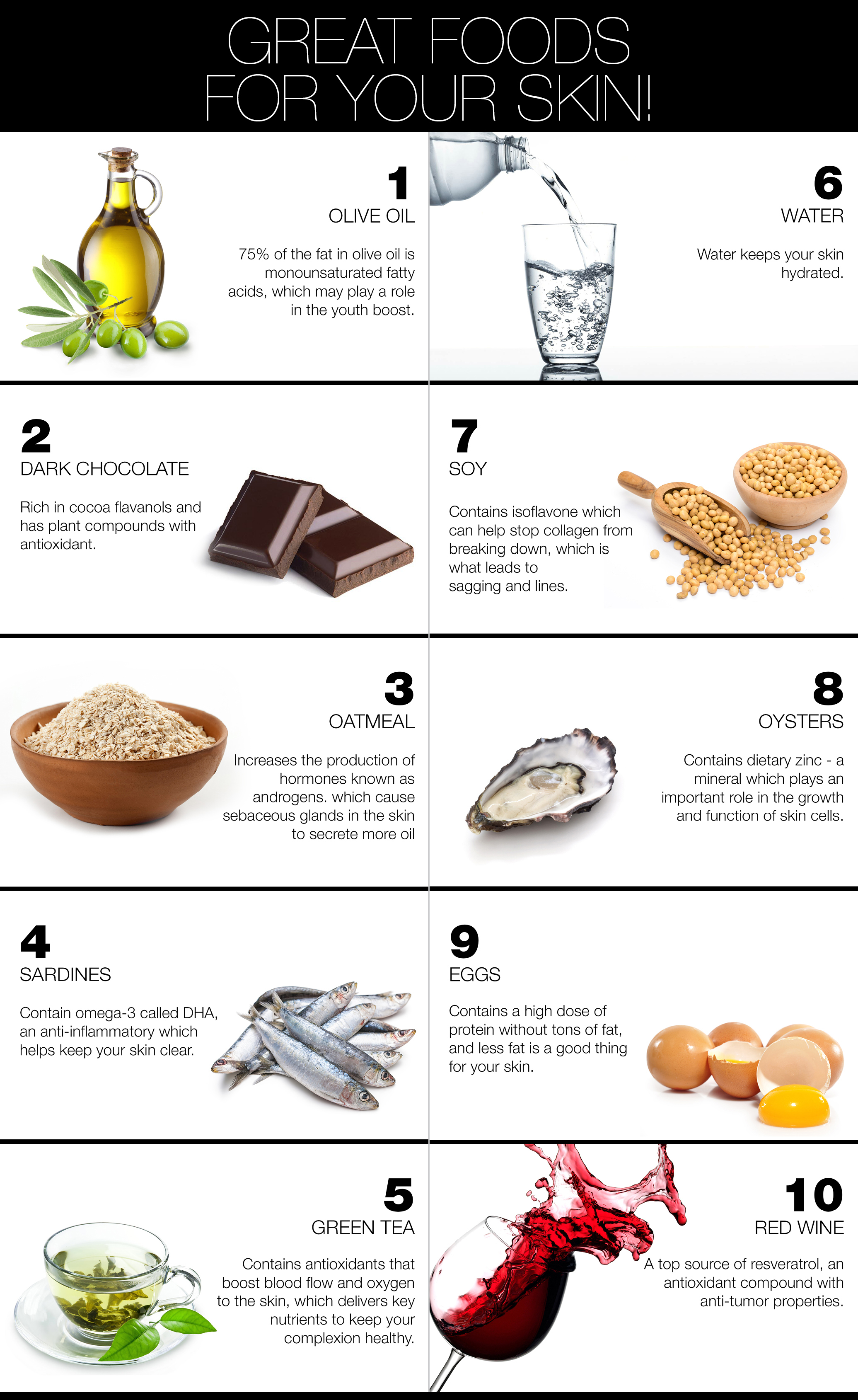 Foods have beneficial properties for your skin!